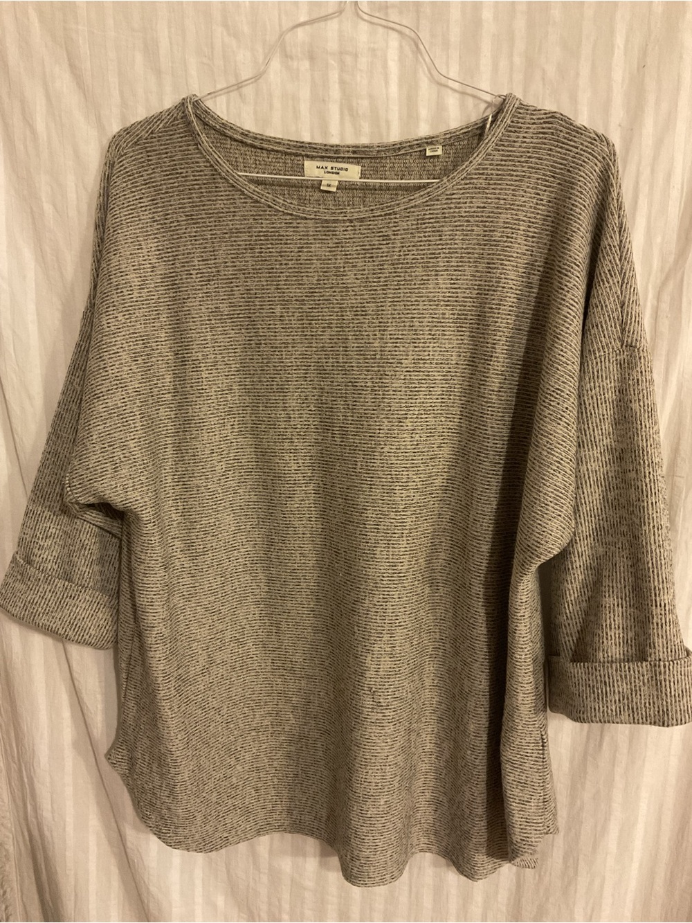 Max Studio 1X Cozy Ribbed Knit Women's Sweater - Gray